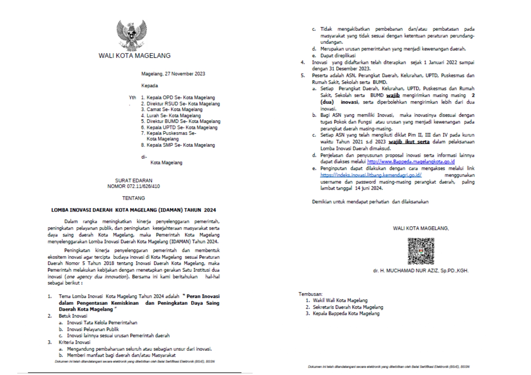 SE LOMBA INOVASI DAERAH KOTA MAGELANG (IDAMAN) TAHUN 2024